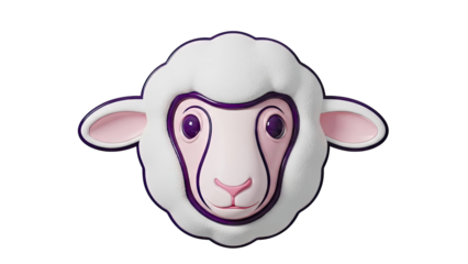 Stylized Sheep Face with Purple Outline