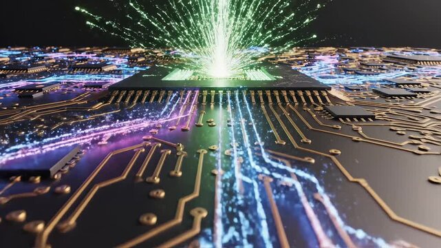 Circuit board with glowing connections