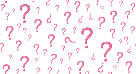 Playful Vector Pattern of Scattered Pink Question Marks in Various Sizes, Ideal for Mystery Themes, FAQ Sections, Quiz Nights, and Curiosity-Driven Graphic Designs
