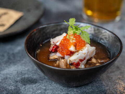 Chawanmushi with lobster and lumpfish roe served as a starter  
