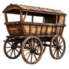 Fototapeta premium Weathered wooden wagon with a roof, open on two sides