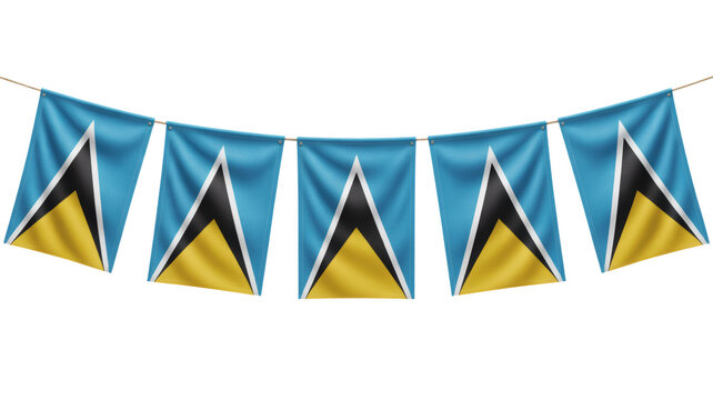 Festive Saint Lucia flag bunting decoration for national holiday celebrations and patriotic events - Powered by Adobe
