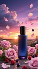 spa still life with pink rose petals