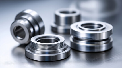 Close-up view of various automobile spare parts on a neutral background, metallic car components with clean details, realistic industrial style, soft studio lighting, minimal techn