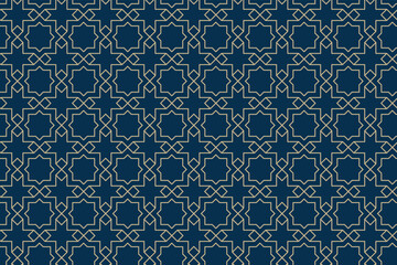 Seamless Intricate Arabic Geometric Pattern Background. Highly Detailed Neutral Beige Line Art Ornament on White.