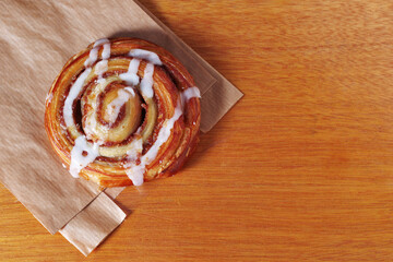 Cinnamon roll with sugar glaze