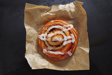 Cinnamon roll with sugar glaze