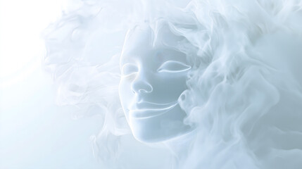 Semi-Transparent Mask Surrounded by White Mist