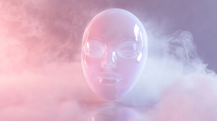 Semi-Transparent Mask Surrounded by White Mist