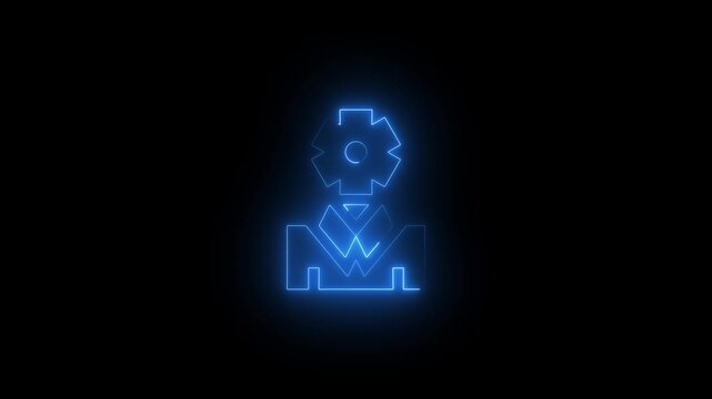 Glowing Blue Gear Cog Checkmark Verification Animation Technology Concept cog checkmark symbol verification sign - Powered by Adobe
