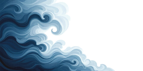 Stylized ocean wave pattern with dynamic blue swirls on a white background © GraphixEra
