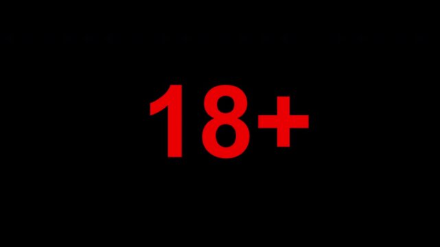 18 plus only red black white blinking icon animation 4K video