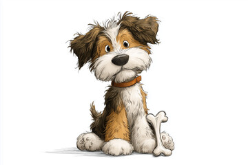 Cute Cartoon Dog Puppy Smiling on White Background for Kids Fun and Education