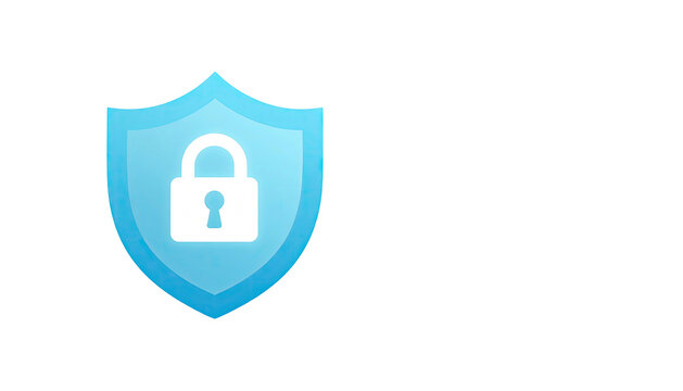 A light blue shield icon with a white padlock, symbolizing protection on a black background - Powered by Adobe