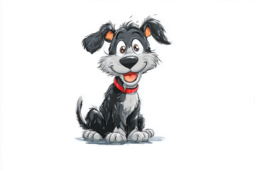 Cute Cartoon Dog Puppy Smiling on White Background for Kids Fun and Education