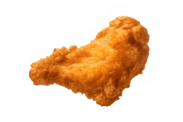 Crispy fried chicken nugget, golden brown fast food snack for menu concepts and ready to eat meals on transparent background