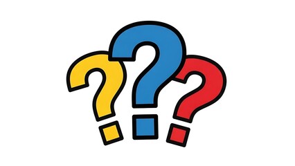 Three question marks in different colors illustration