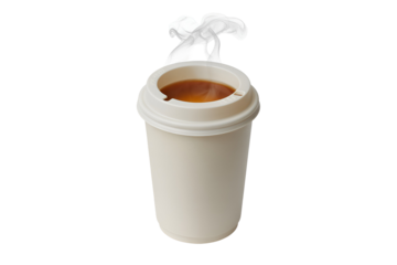Steaming coffee in disposable cup