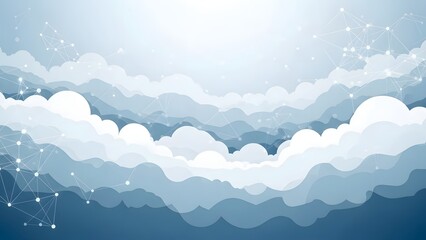 Beautiful white clouds in a bright blue sky with sunlight shining through