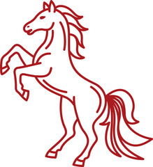 Chinese Zodiac Horse. Red Rearing Horse Silhouette
