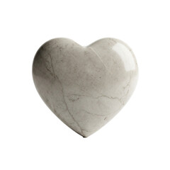 A smooth, polished marble heart sculpture isolated on a white background, representing love and affection