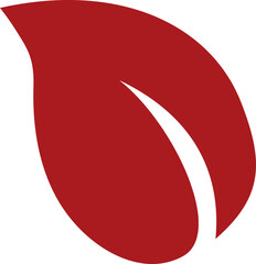 Red Autumn Leaf Icon. Minimalist Red Organic Leaf Shape