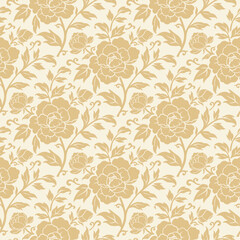 Elegant peony flowers seamless pattern, Vintage japanese and chinese floral pattern.