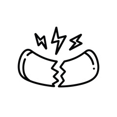 Fototapeta premium Cracked open clamshell with sparks flying out isolated on white