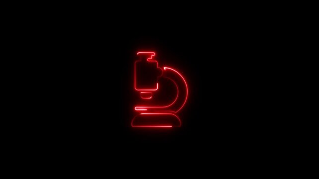 Glowing Red Microscope Neon Sign Laboratory Equipment Science Symbol lab microscope