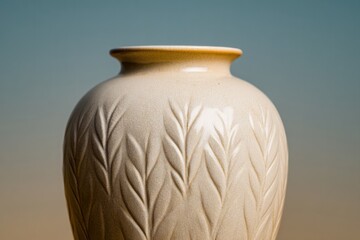 Elegant vase showcases leaf motif, blending minimal design with