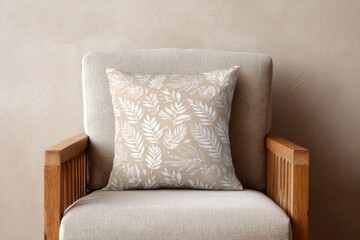 Soft cushion featuring intricate leaf motifs adds warmth and sty