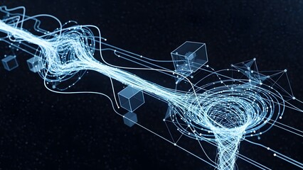 Glowing blue neural network connections on a dark background