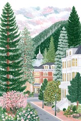 A dreamy gouache-style travel illustration, generation AI 