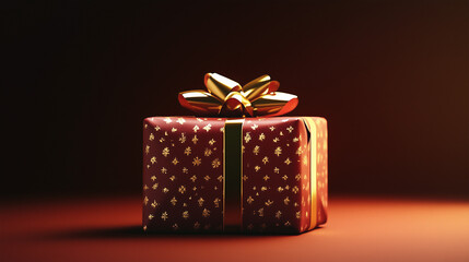 Beautifully wrapped gift box with a shiny bow for festive occasions and celebrations with copy space