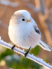 Parrotbill bird on a branch, generation AI 