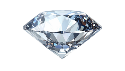 A perfectly cut, multifaceted, brilliant, and colorless gemstone, isolated against a black background