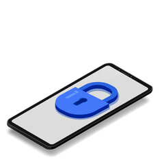 Isometric background smartphone cyber security and data protection 3D