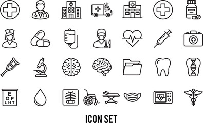 Medical and Healthcare Line Icons Set Vector illustration