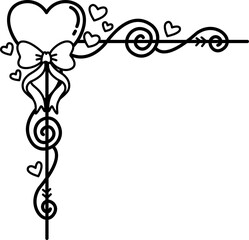 Valentine Heart Corner Border Decoration Illustration