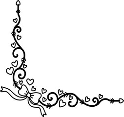 Valentine Heart Corner Border Decoration Illustration