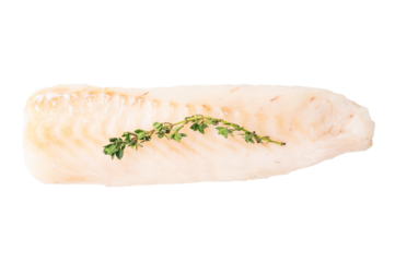 Fresh raw cod fish fillet, Boneless white fish meat isolated on white background