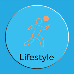 Lifestyle and Sports Icon with Running Figure and Ball in a Circle