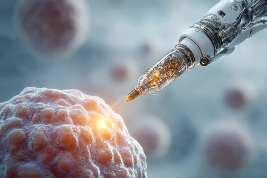 Nanoroboter verabreicht gezielt Medizin an Krebszelle &ndash; medizinisches Zukunftskonzept