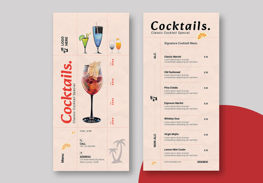 Cocktails Menu Template Layout