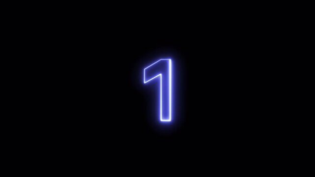 5 to 0 second neon countdown icon animation. timer. 5 second technology digital neon led light game timer animation black background. 4k video