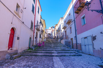 A narrow street in Fossalto, a small town in Molise, Italy.