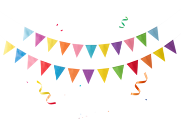 Colorful Party Bunting with Confetti and Streamers