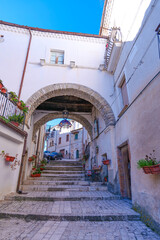 A narrow street in Fossalto, a small town in Molise, Italy.