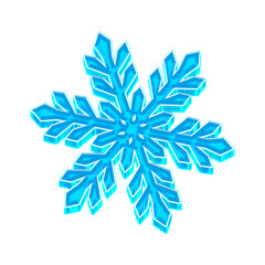 Vibrant Blue Snowflake Icon - 3D Winter Crystal Illustration PNG