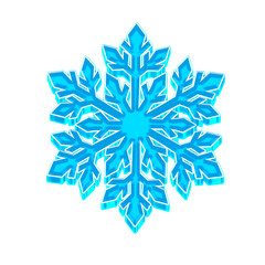 Vibrant Blue Snowflake Icon - 3D Winter Crystal Illustration PNG